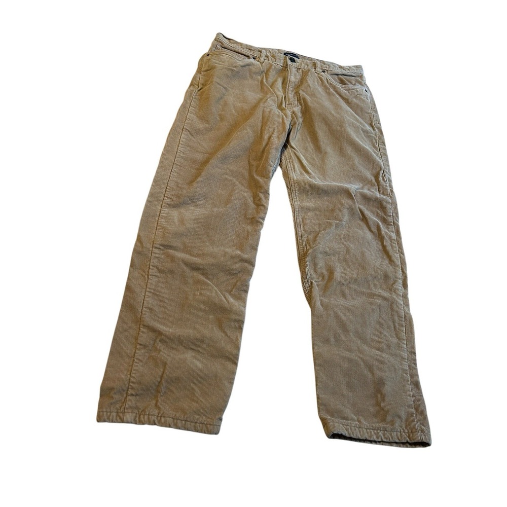 Lands End Corduroy Pants Mens 36x29 ACTUAL Plaid Lined Tan Traditional Fit